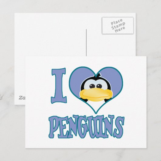 Ik hou van pinguïns briefkaart (Voorkant / Achterkant)