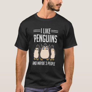 Ik hou van pinguïns en misschien 3 mensen dierlijk t-shirt