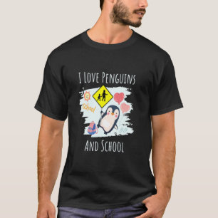Ik hou van pinguïns en schoolpinguïn voor kinderen t-shirt