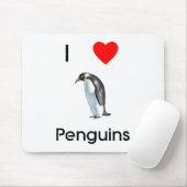 Ik hou van pinguïns Mousepad Muismat (Met muis)