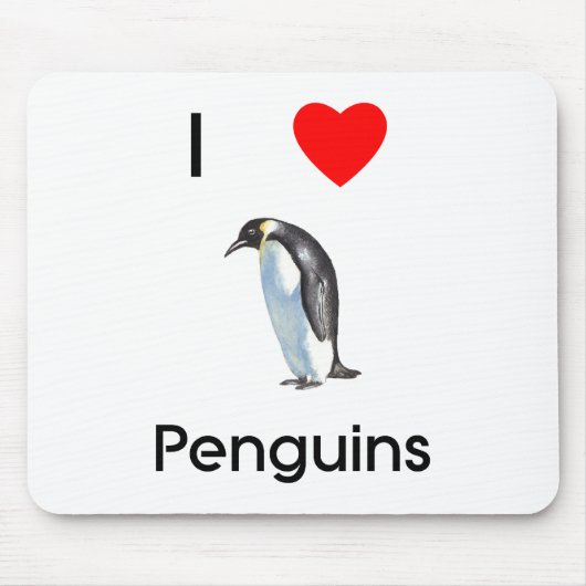 Ik hou van pinguïns Mousepad Muismat (Voorkant)