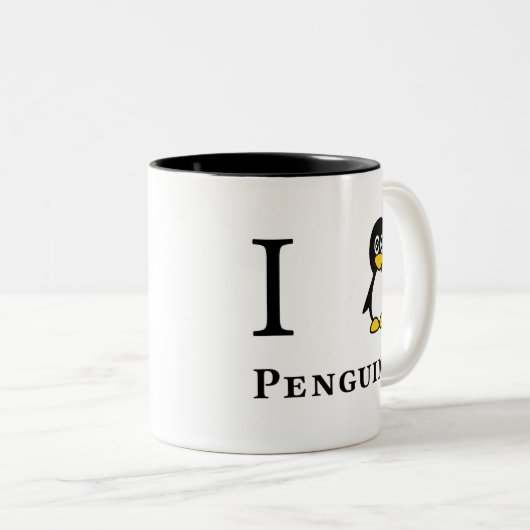 Ik hou van pinguïns tweekleurige koffiemok (Voorkant rechts)