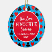 Ik hou van Pinochle seizoen blauw Keramisch Ornament (Links)