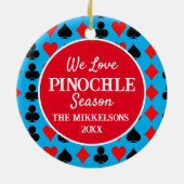 Ik hou van Pinochle seizoen blauw Keramisch Ornament (Achterkant)