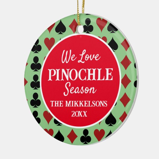 Ik hou van Pinochle seizoen Keramisch Ornament (Links)