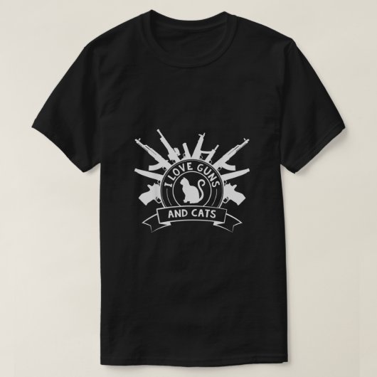 Ik hou van Pistolen en katten 2de wijziging Pistoo T-shirt (Design voorkant)