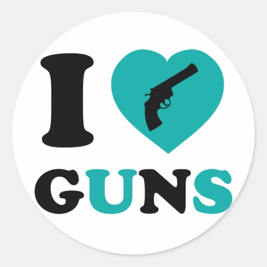 Ik hou van Pistolen Ronde Sticker (Voorkant)