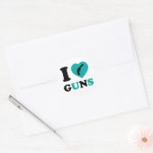Ik hou van Pistolen Ronde Sticker (Envelop)