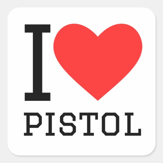 Ik hou van pistool vierkante sticker (Voorkant)