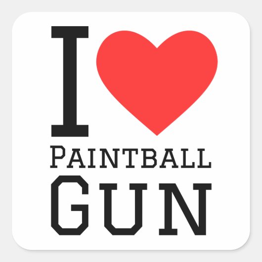 Ik hou van pistool vierkante sticker (Voorkant)