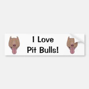 Ik hou van Pit Bulls! - Het glimlachen Bull Portre Bumpersticker