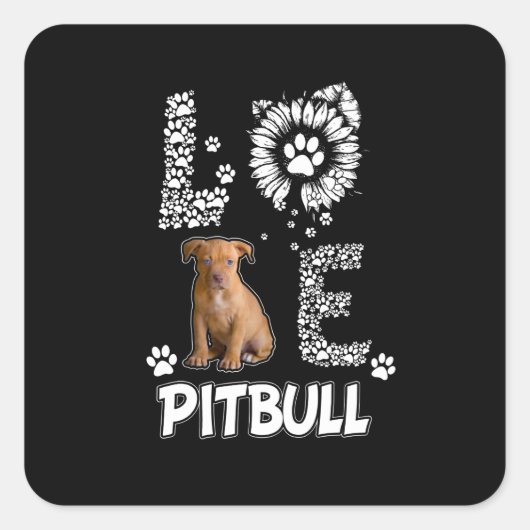 Ik hou van Pitbull-honden Vierkante Sticker (Voorkant)