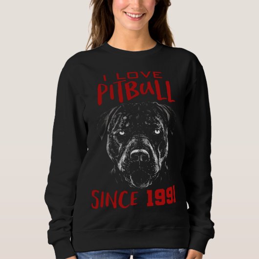 Ik hou van pitbull sinds 1991 trui (Voorkant)