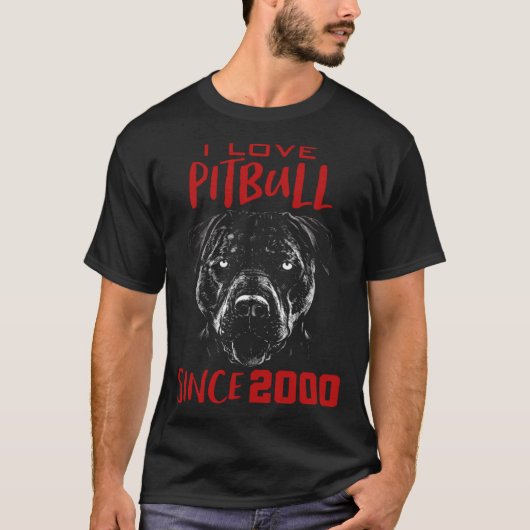Ik hou van pitbull sinds 2000 t-shirt (Voorkant)