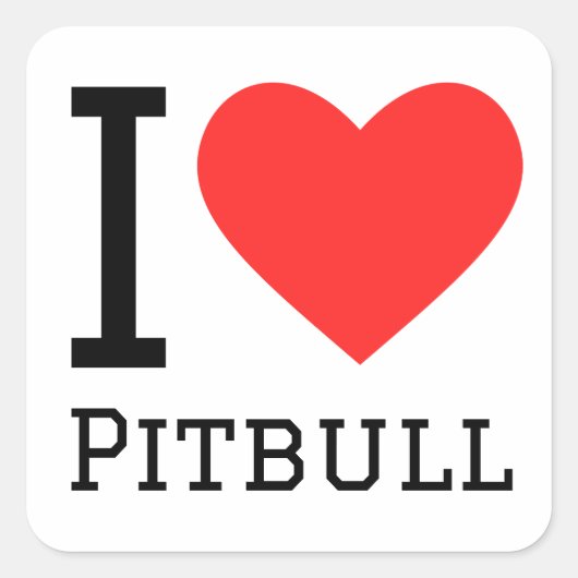 Ik hou van pitbull vierkante sticker (Voorkant)