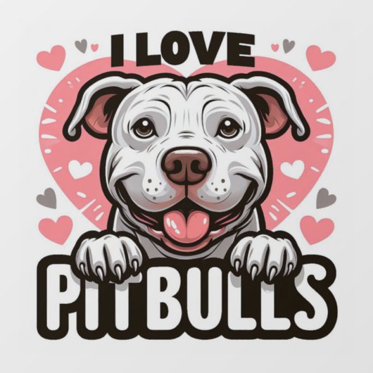 Ik hou van Pitbulls Raamsticker (Vel)