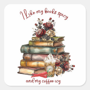Ik hou van pittige boeken en ijskoude koffie vierkante sticker