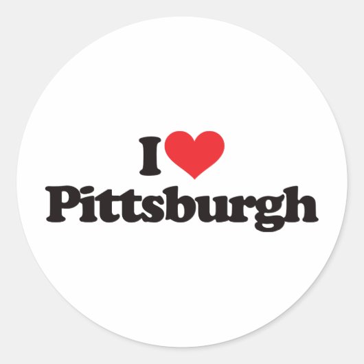 Ik hou van Pittsburgh Ronde Sticker (Voorkant)