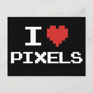 Ik hou van pixels met een pixelhartritme met een 8 briefkaart