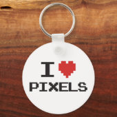 Ik hou van pixels met een pixelhartritme met een 8 sleutelhanger (Voorkant)