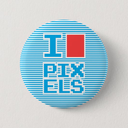 Ik hou van Pixels, speel met Stripes Collectie. Ronde Button 5,7 Cm (Voorkant)