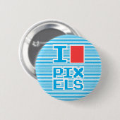 Ik hou van Pixels, speel met Stripes Collectie. Ronde Button 5,7 Cm (Voorkant /achterkant)