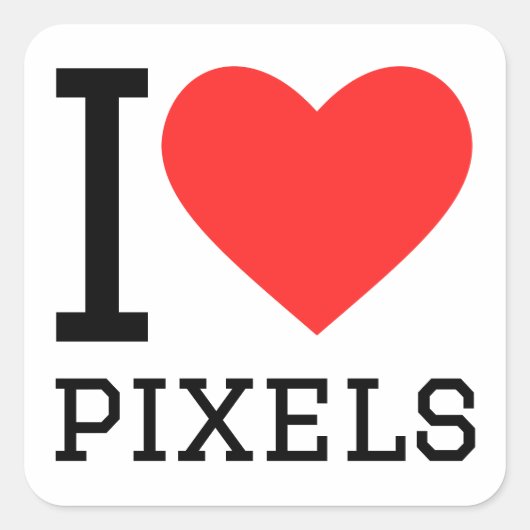 Ik hou van pixels vierkante sticker (Voorkant)