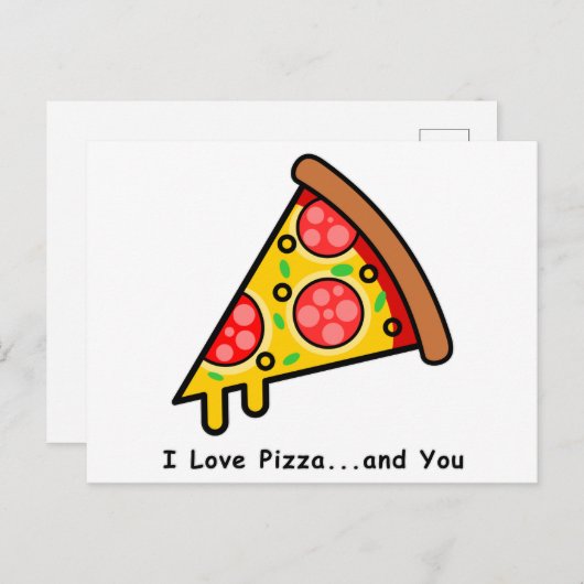 Ik hou van Pizza...En jij Funny Briefkaart (Voorkant / Achterkant)