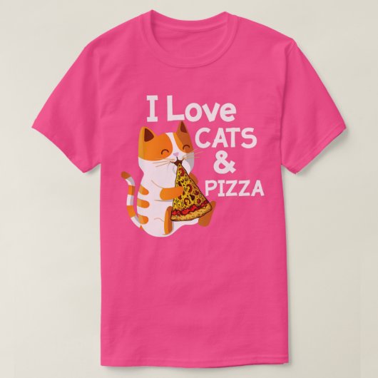 Ik hou van Pizza en katten van grappige kat T-shirt (Design voorkant)