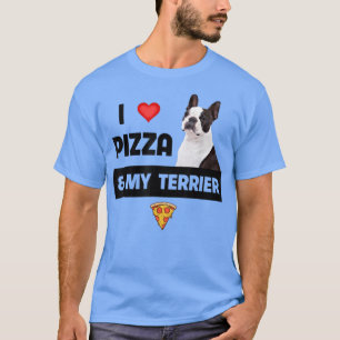 Ik hou van Pizza en mijn Boston Terrier Dog Pepper T-shirt