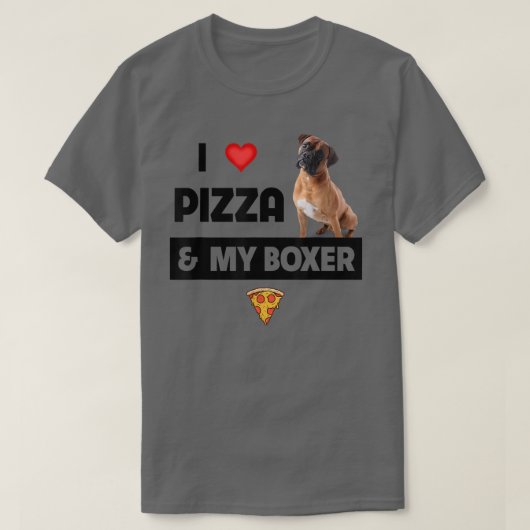 Ik hou van Pizza en mijn Boxer Dog Eigenaar Pepper T-shirt (Design voorkant)