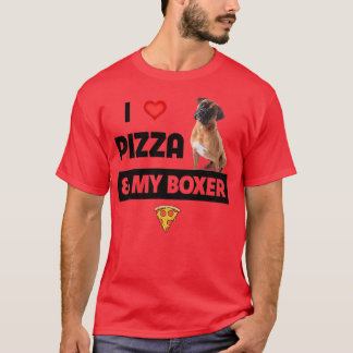 Ik hou van Pizza en mijn Boxer Dog Eigenaar Pepper T-shirt