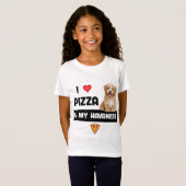 Ik hou van Pizza en mijn Havanese hond Havapoo Pep T-shirt (Voorkant volledig)