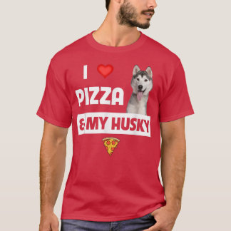 Ik hou van Pizza en mijn Husky Dog Pepperoni Chees T-shirt