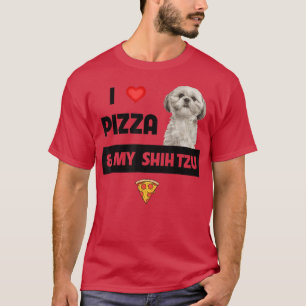 Ik hou van Pizza en mijn sjiitische Tzu Dog Pepper T-shirt