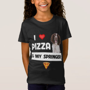 Ik hou van Pizza en mijn Springer Spaniel Dog Pepp T-shirt
