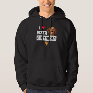 Ik hou van pizza en mijn vizsla-hond peperoni kaas hoodie