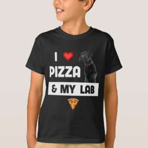 Ik hou van Pizza en mijn zwarte lab Dog Pepperoni T-shirt