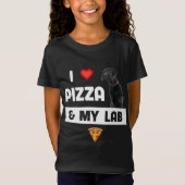 Ik hou van Pizza en mijn zwarte lab Dog Pepperoni  T-shirt (Voorkant)