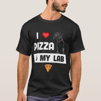 Ik hou van Pizza en mijn zwarte lab Dog Pepperoni  T-shirt