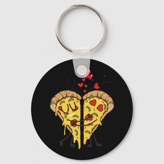 Ik hou van Pizza Fun Fast Food Sleutelhanger (Voorkant)
