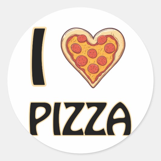Ik hou van pizza - Funny Food Lover Gift Ronde Sticker (Voorkant)