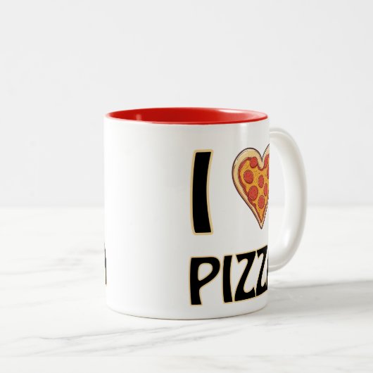 Ik hou van pizza - Funny Food Lover Gift Tweekleurige Koffiemok (Voorkant rechts)