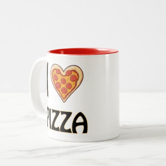 Ik hou van pizza - Funny Food Lover Gift Tweekleurige Koffiemok (Voorkant links)