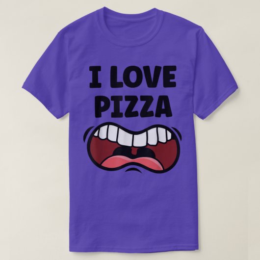 Ik hou van Pizza Funny Hungry Mouth T-Shirt (Design voorkant)