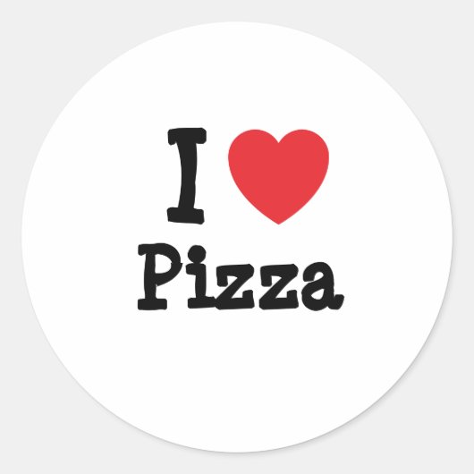 Ik hou van Pizza hart T-Shirt Ronde Sticker (Voorkant)
