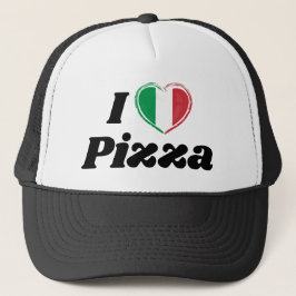 Ik hou van pizza Italiaanse hart vlag trucker hoed Trucker Pet