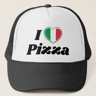 Ik hou van pizza Italiaanse hart vlag trucker hoed Trucker Pet