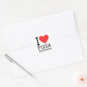 Ik hou van pizza marinara vierkante sticker (Envelop)