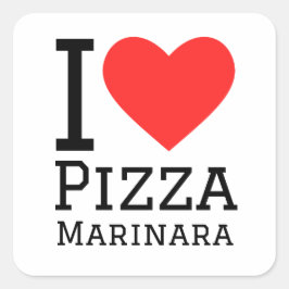 Ik hou van pizza marinara vierkante sticker